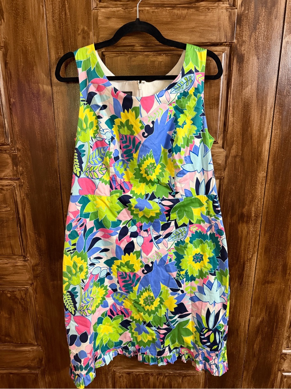 Talbots Bright Floral Sleeveless Shift Dress in Yellow, Blue, Green, Pink